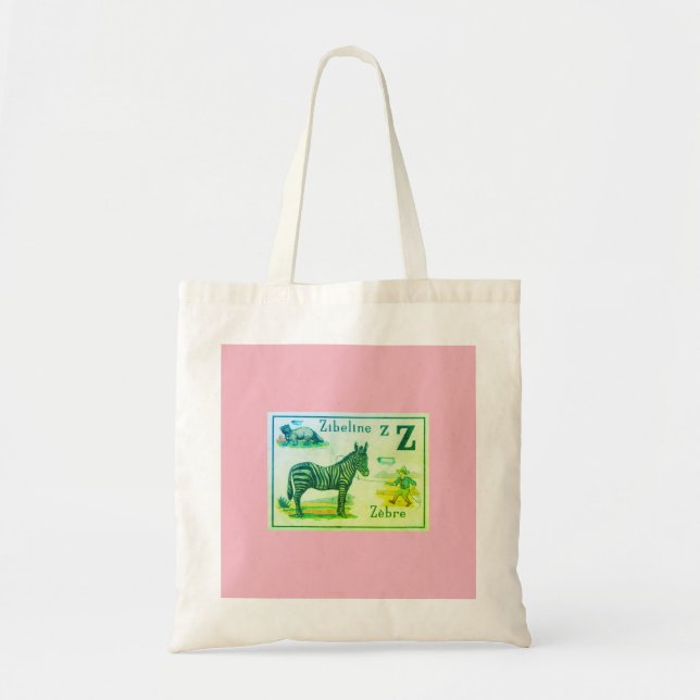 Tote Bag W/ FRENCH ALPHABET ILLUSTRATION (Front)
