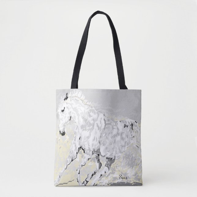 Tote Bag / White Stallion in Motion (Front)