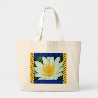 Tote Bag :: White Water Lily with artistic border