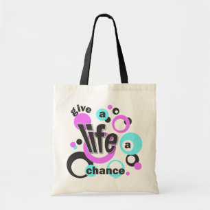 Tote bag with a bubbly design.