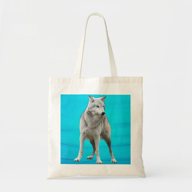tote bag with a grey wolf (Front)