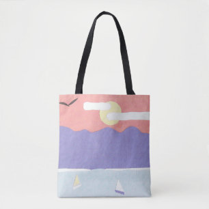 Tote Bag with a Mountain/Ocean Scene