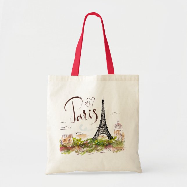 Tote bag with a print of the Eiffel Tower. Paris. (Front)