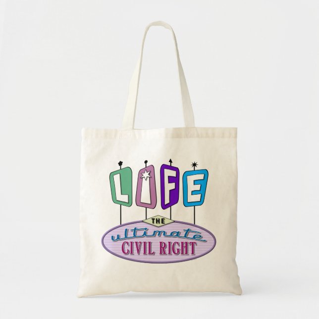 Tote bag with a retro design. (Front)