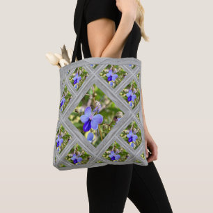 Tote Bag with Blue Butterfly Bush Flowers