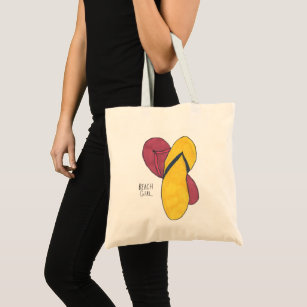 Tote Bag With Flip Flops Print