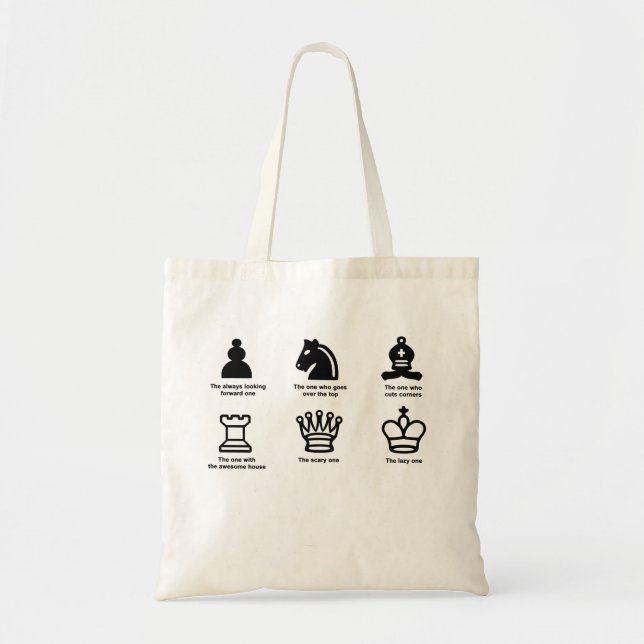 Tote bag with funny chess design (Front)