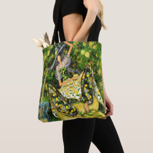 Tote Bag with Girl in Lemons Garden Makes Lemonade