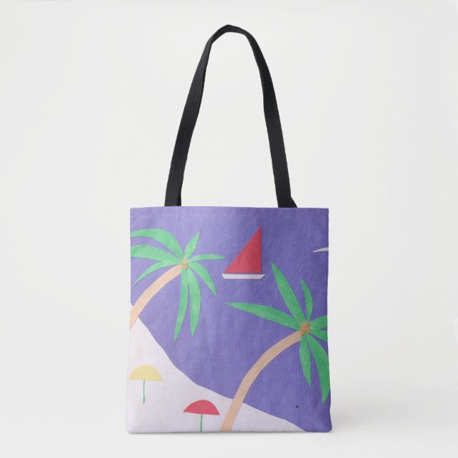 Tote Bag with Island Scene (Front)