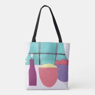 Tote Bag with Kitchen Scene