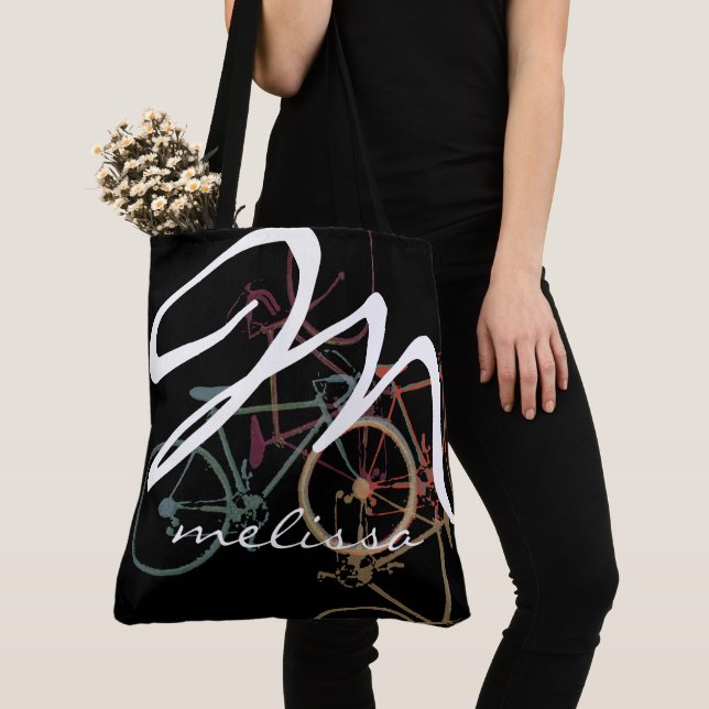 Tote bag with Name & Bikes (Close Up)