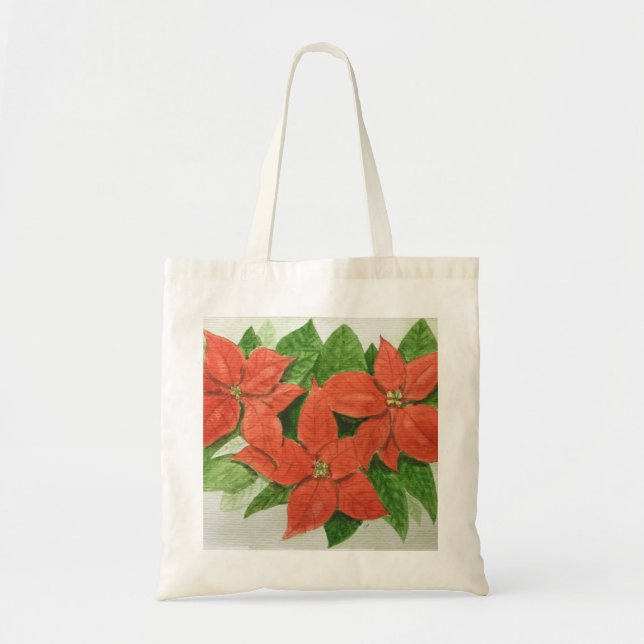 Tote bag with poinsettia flower design (Front)