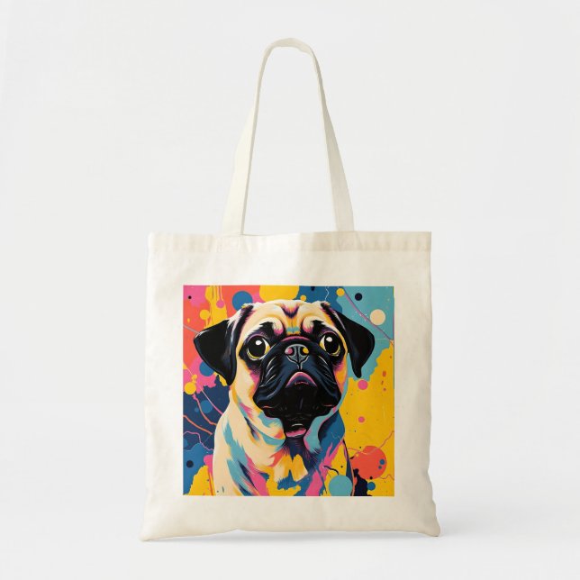 Tote Bag with Pug design (Front)