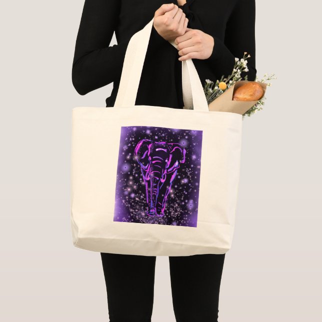 Tote Bag with Purple Elephant (Front (Product))
