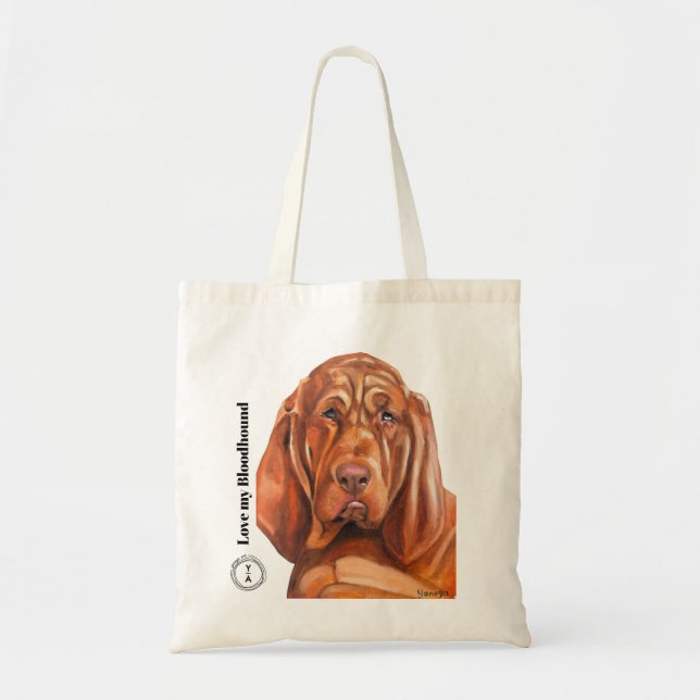 tote bag with the bloodhound from the oil painting (Front)