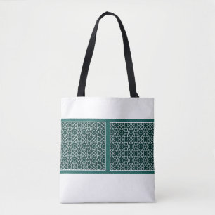 Tote Bag With Turkish Tile Pattern Green