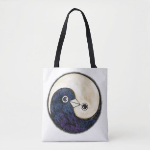 Tote bag with Yin Yang doves design