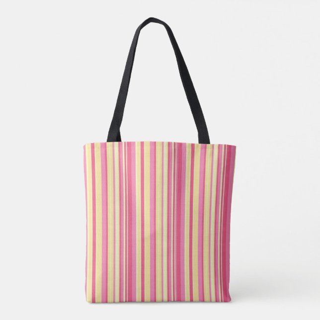 Tote Bag, Yellow & Pink Stripe Vertical Bag (Back)