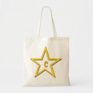 Tote Bag - Yellow Star with Initial