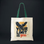 Tote Bag - 'Your Only Limit is You' Motivational D<br><div class="desc">Carry a message of motivation and empowerment with you wherever you go with this unique tote bag. Featuring a bold, eye-catching design with the phrase 'YOUR ONLY LIMIT IS YOU' and a soaring bird motif, this bag is perfect for daily use, shopping, or as a gift for friends and family...</div>