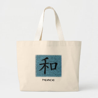 Tote Bags Chinese Symbol For Peace On Turquoise