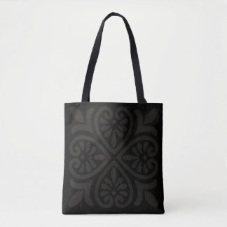 Tote Elegant Black-on-Black Gothic Floral Aestheti Bag