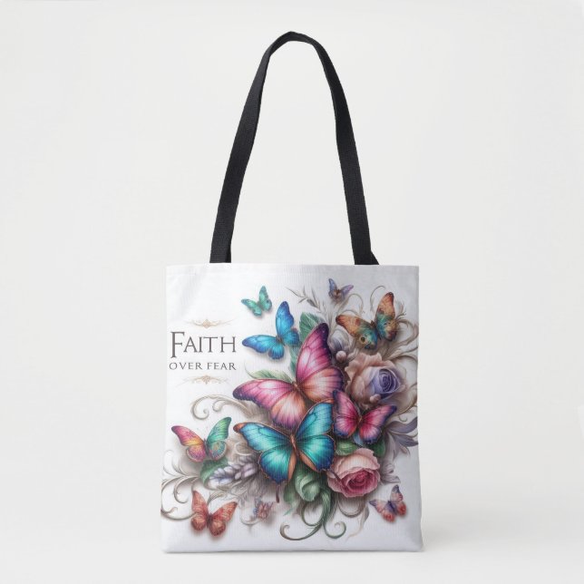 Tote "Faith Over Fear" Inspirational Tote Bag (Front)