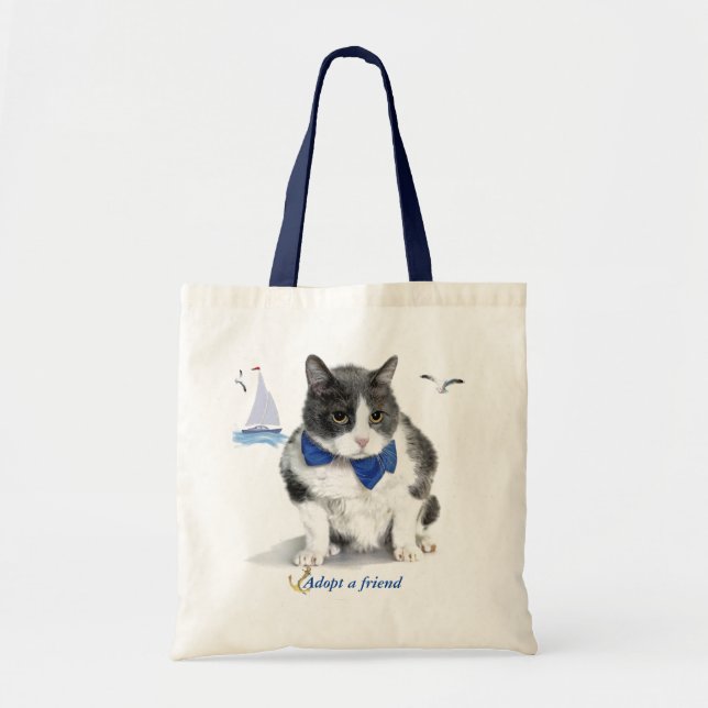 tote:  featuring Felix, the kitty, in the month of Tote Bag (Front)