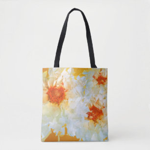 Tote Flowers White Orange Cubist Bag