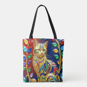 Tote, Regal Jewel Cat – Multicolor Luxury Art Tote Bag