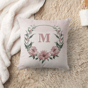 Tote romantic pink flowers & green leaves cushion