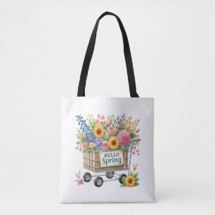 Tote-Spring Floral Wreath Tote Bag