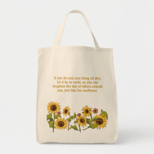 Tote - Sunflowers Smile Quote w/ editable text