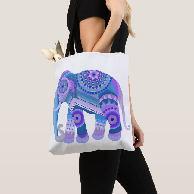 TOTE with an blue elephant Bag (Close Up)