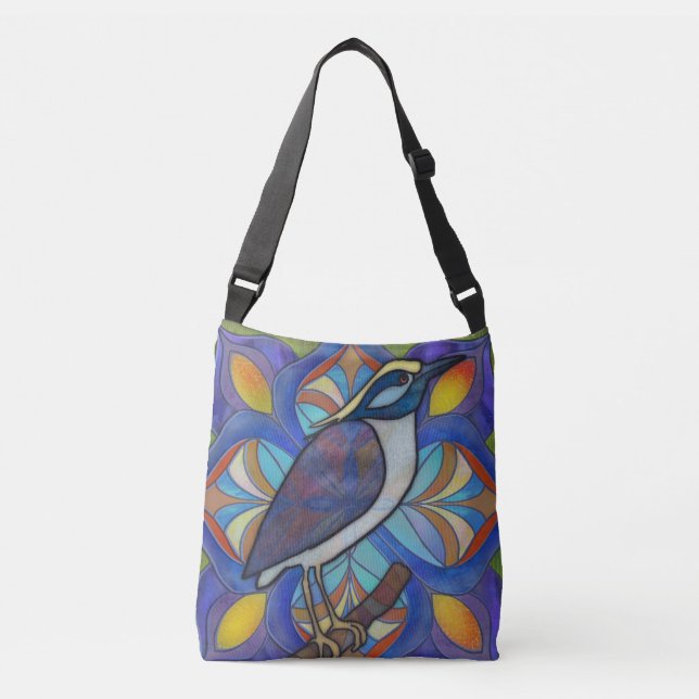 Tote with Colourful Stained Glass Bird (Front)
