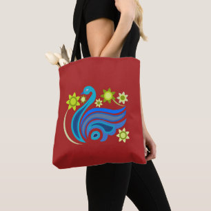 Tote with creative bird with flower bag
