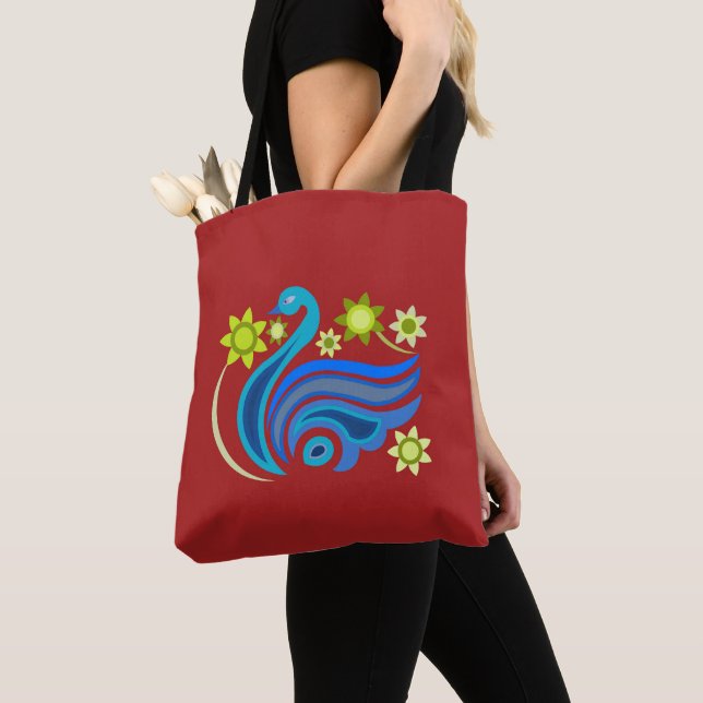 Tote with creative bird with flower bag (Close Up)