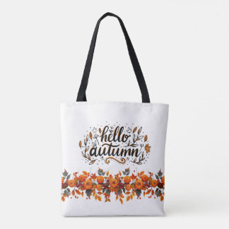 Tote with "Hello Autumn"copy and pumpkin garland
