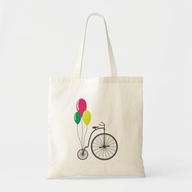 tote with  retro bicycle with balloons (Front)