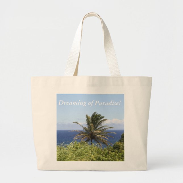Tote with Scene of Palm Tree & Ocean View (Front)