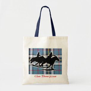 Tote with tartan and border reiver image.