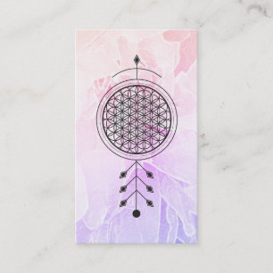 *~* Totem Flower of Life Pastel Floral Reiki Yoga Business Card