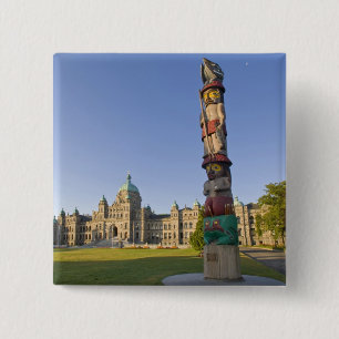 Totem pole at the Parliament building in 15 Cm Square Badge
