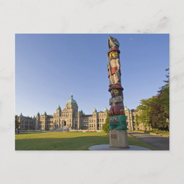 Totem pole at the Parliament building in Postcard (Front)