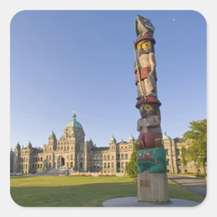 Totem pole at the Parliament building in Square Sticker