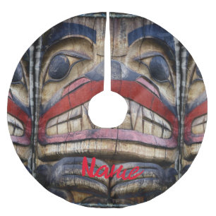 Totem Pole Face Thunder_Cove Brushed Polyester Tree Skirt