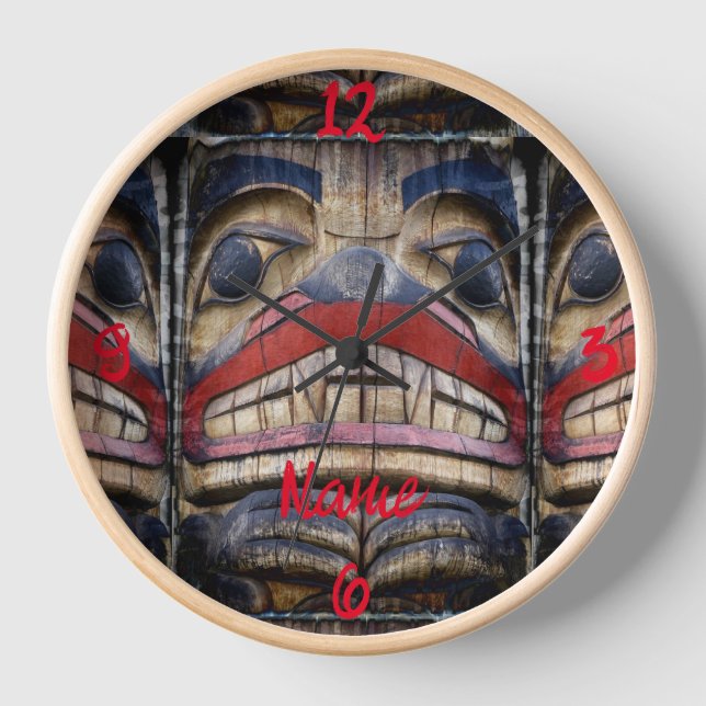 Totem Pole Face Thunder_Cove Clock (Front)