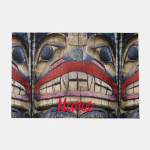 Totem Pole Face Thunder_Cove Doormat