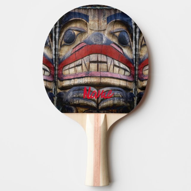 Totem Pole Face Thunder_Cove Ping Pong Paddle (Front)