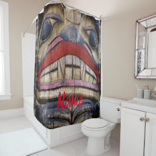 Totem Pole Face Thunder_Cove  Shower Curtain